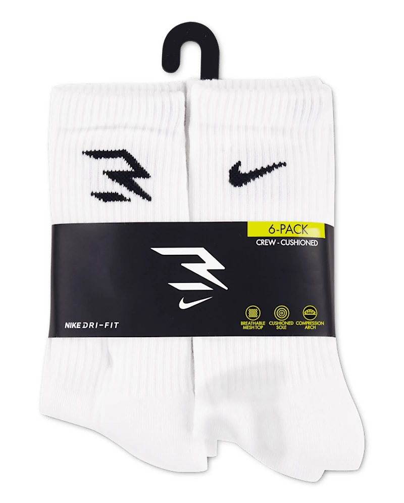 Kids Nike 3BRAND™ by Russell Wilson Dri-FIT Crew Socks 6-Pack
