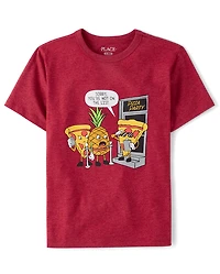 T-shirt graphique pour garçons sur le thème de la pizza