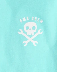 Boys Skeleton Front And Back Graphic Tee