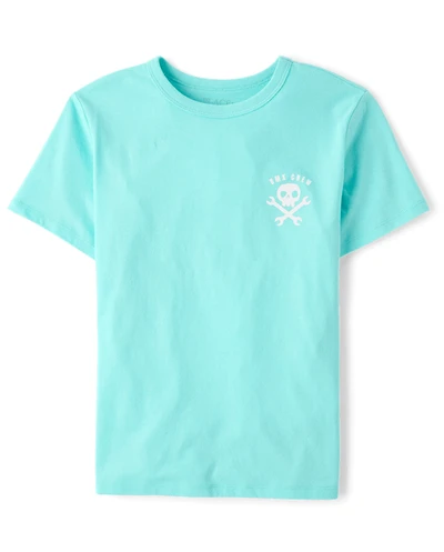 Boys Skeleton Front And Back Graphic Tee