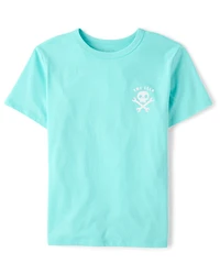 Boys Skeleton Front And Back Graphic Tee