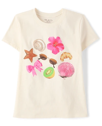 Girls Summer Doodles Graphic Tee