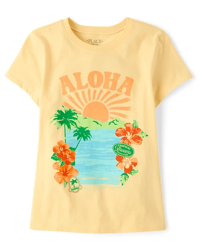 Girls Aloha Graphic Tee
