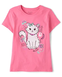 Girls Cat Graphic Tee