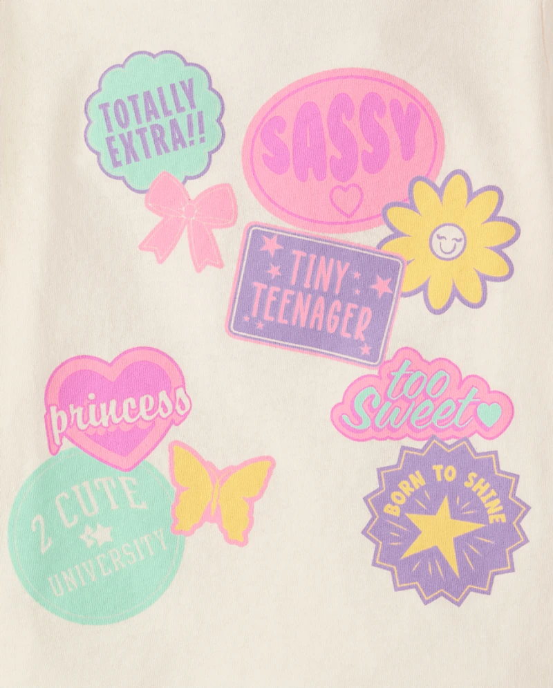 Baby And Toddler Girls Stamps Graphic Tee