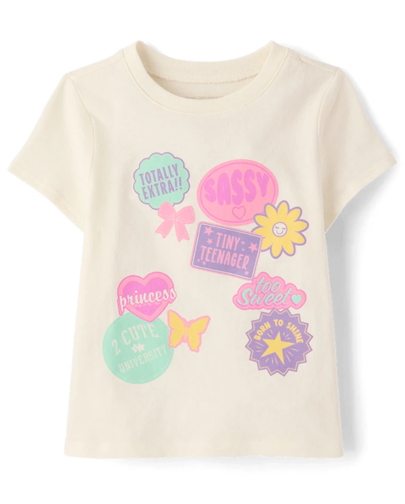 Baby And Toddler Girls Stamps Graphic Tee