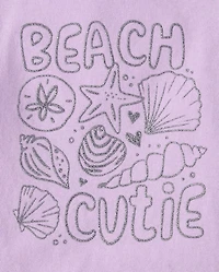 Baby And Toddler Girls Beach Day Graphic Tee