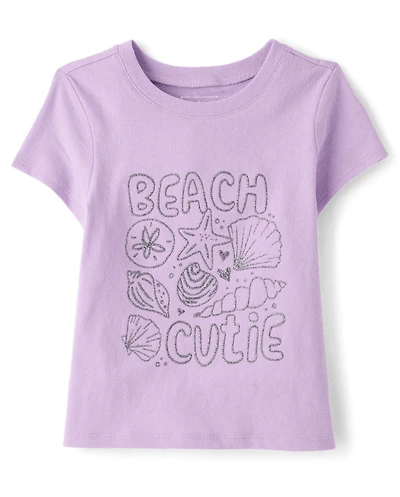 Baby And Toddler Girls Beach Day Graphic Tee