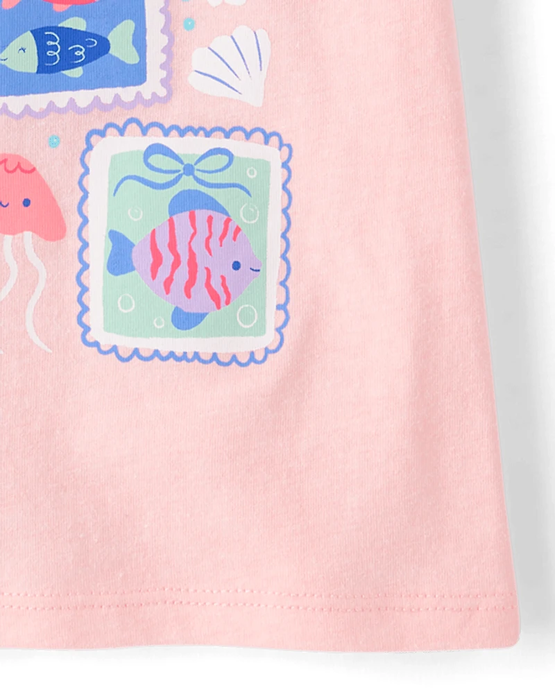 Baby And Toddler Girls Coastal Stamps Graphic Tee