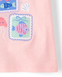 Baby And Toddler Girls Coastal Stamps Graphic Tee