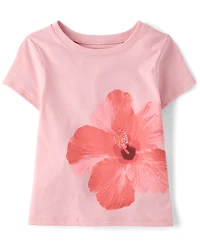 Baby And Toddler Girls Hibiscus Flower Graphic Tee