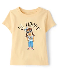 Baby And Toddler Girls Be Happy Graphic Tee