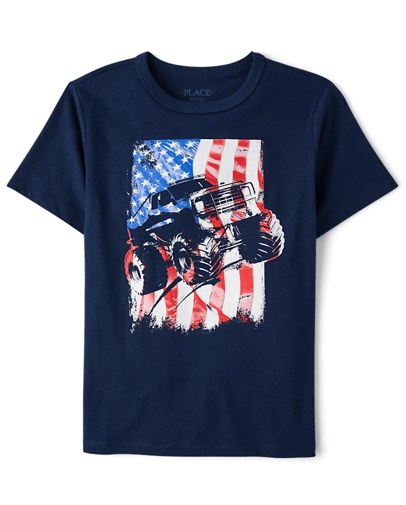 Boys Americana Monster Truck Graphic Tee