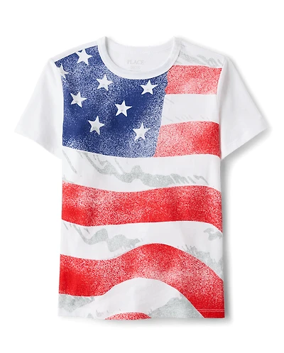 Boys American Flag Graphic Tee