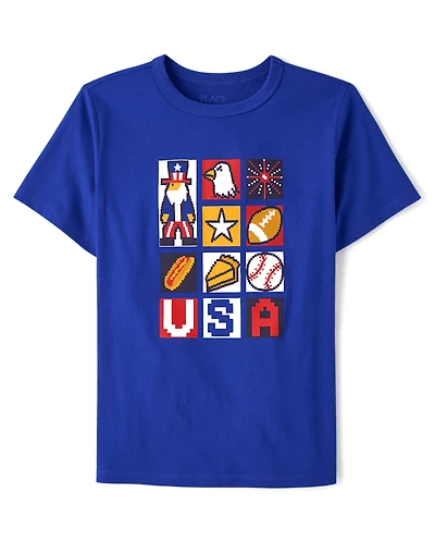 Boys USA Pixel Graphic Tee