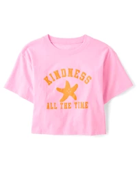 Girls Kindness Relaxed Cropped Graphic Tee