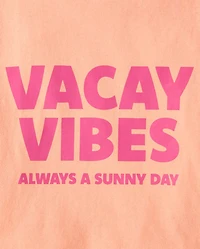 Girls Vacay Vibes Relaxed Cropped Graphic Tee
