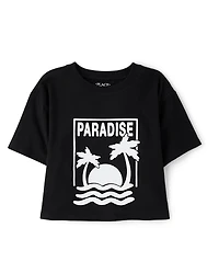 Girls Paradise Relaxed Cropped Graphic Tee