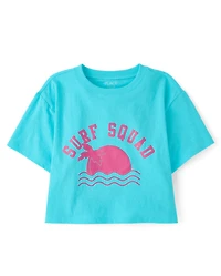 Girls Surf Squad Relaxed Cropped Graphic Tee