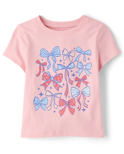 Baby And Toddler Girls Americana Bows Graphic Tee