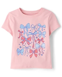 Baby And Toddler Girls Americana Bows Graphic Tee