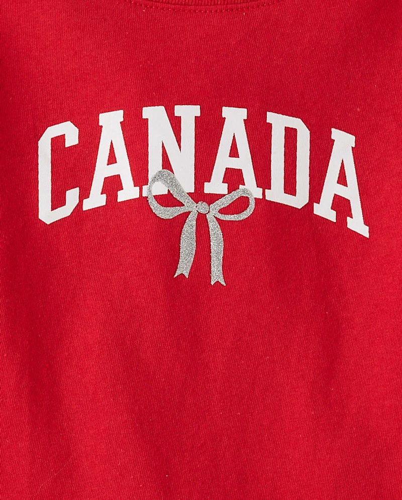 Baby And Toddler Girls Canada Bow Graphic Tee
