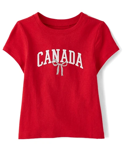 Baby And Toddler Girls Canada Bow Graphic Tee