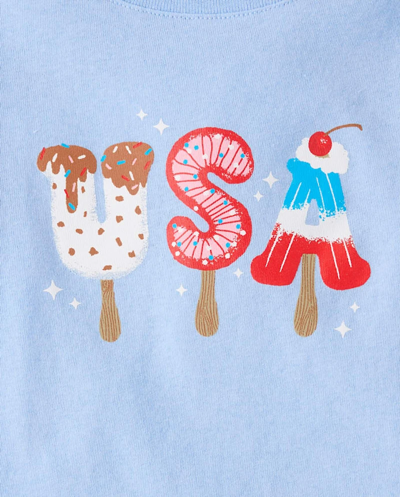Baby And Toddler Girls USA Popsicle Graphic Tee