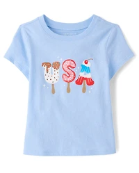 Baby And Toddler Girls USA Popsicle Graphic Tee