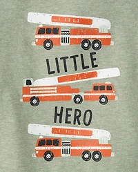 Baby And Toddler Boys Fire Truck Graphic Tee
