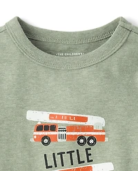 Baby And Toddler Boys Fire Truck Graphic Tee