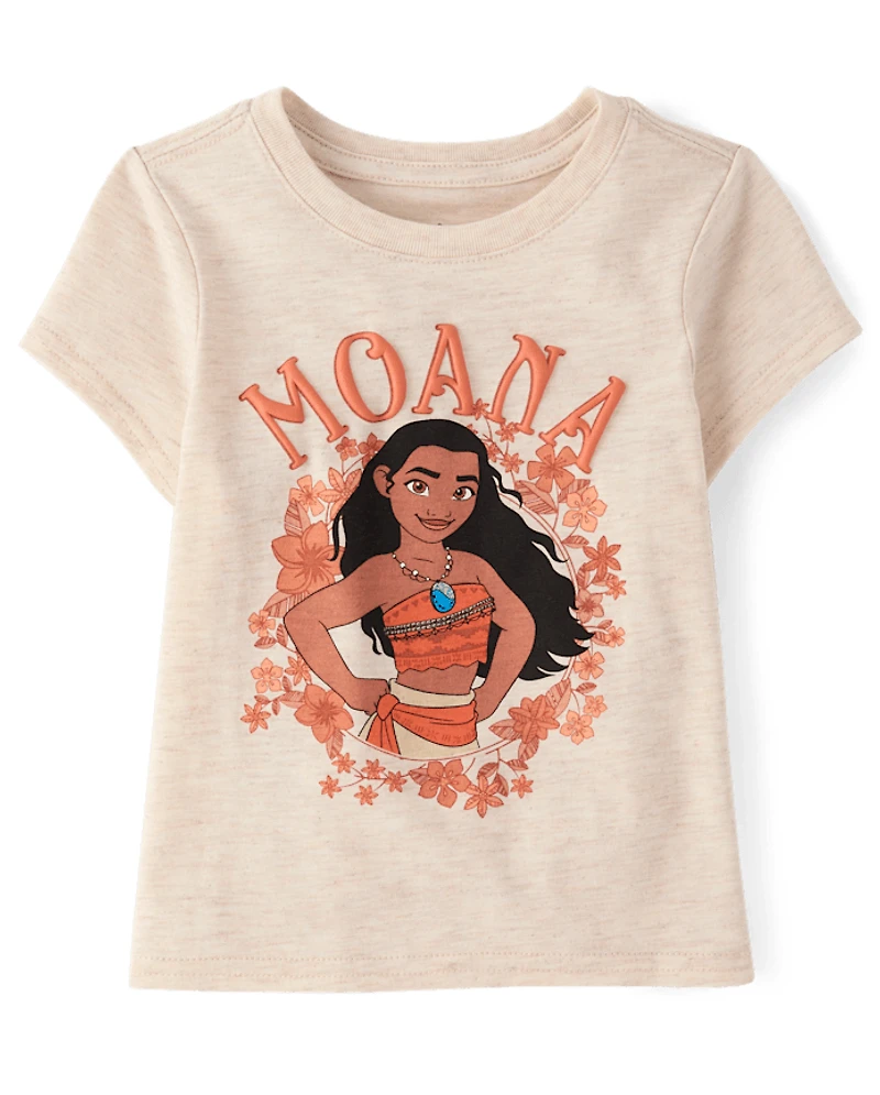 Baby And Toddler Girls Moana™ Floral Graphic Tee
