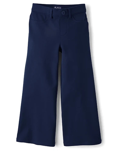 Pantalon large en maille ponte à enfiler pour uniforme de fille