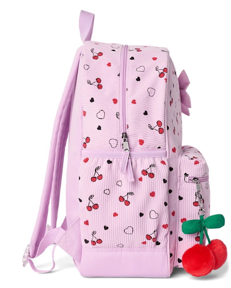 Girls Cherry Corduroy Backpack