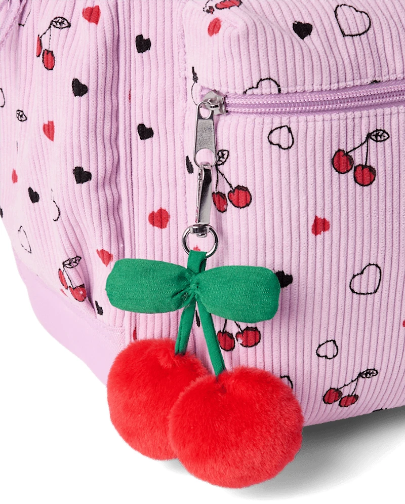 Girls Cherry Corduroy Backpack