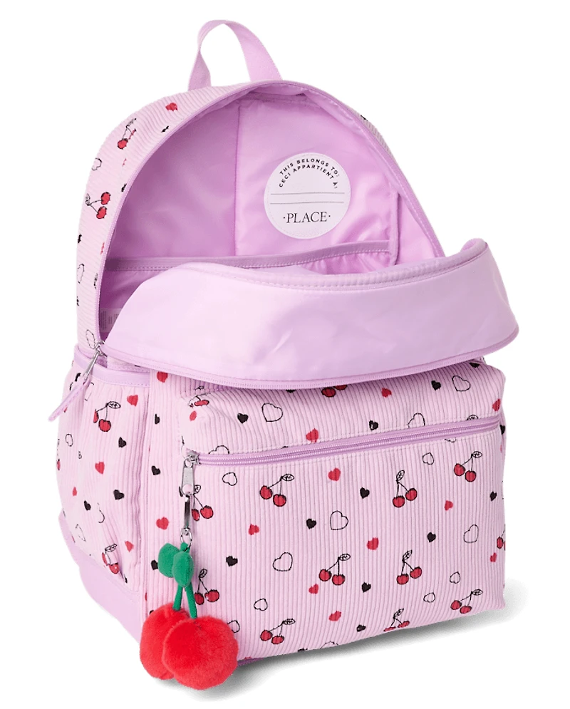 Girls Cherry Corduroy Backpack