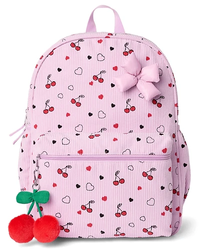 Girls Cherry Corduroy Backpack