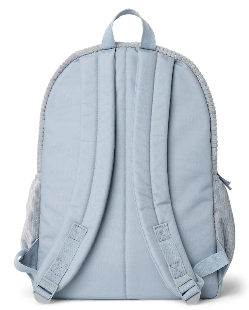 Girls Embroidered Heart Corduroy Backpack