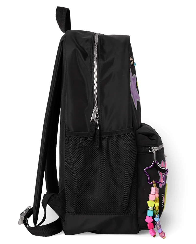 Girls Embroidered Patch Backpack