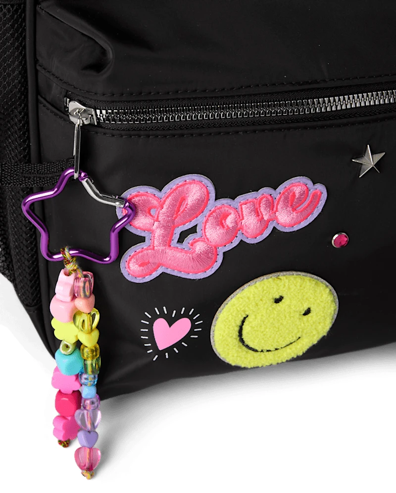 Girls Embroidered Patch Backpack