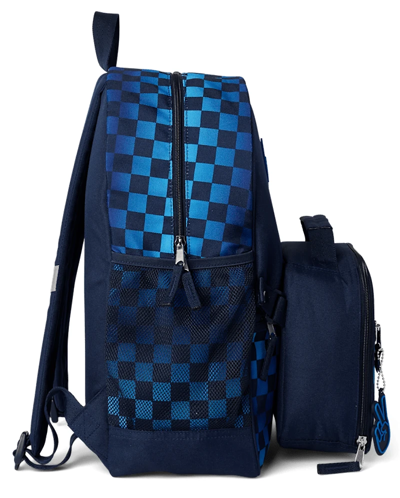 Boys Checkered Backpack 2-Piece Set