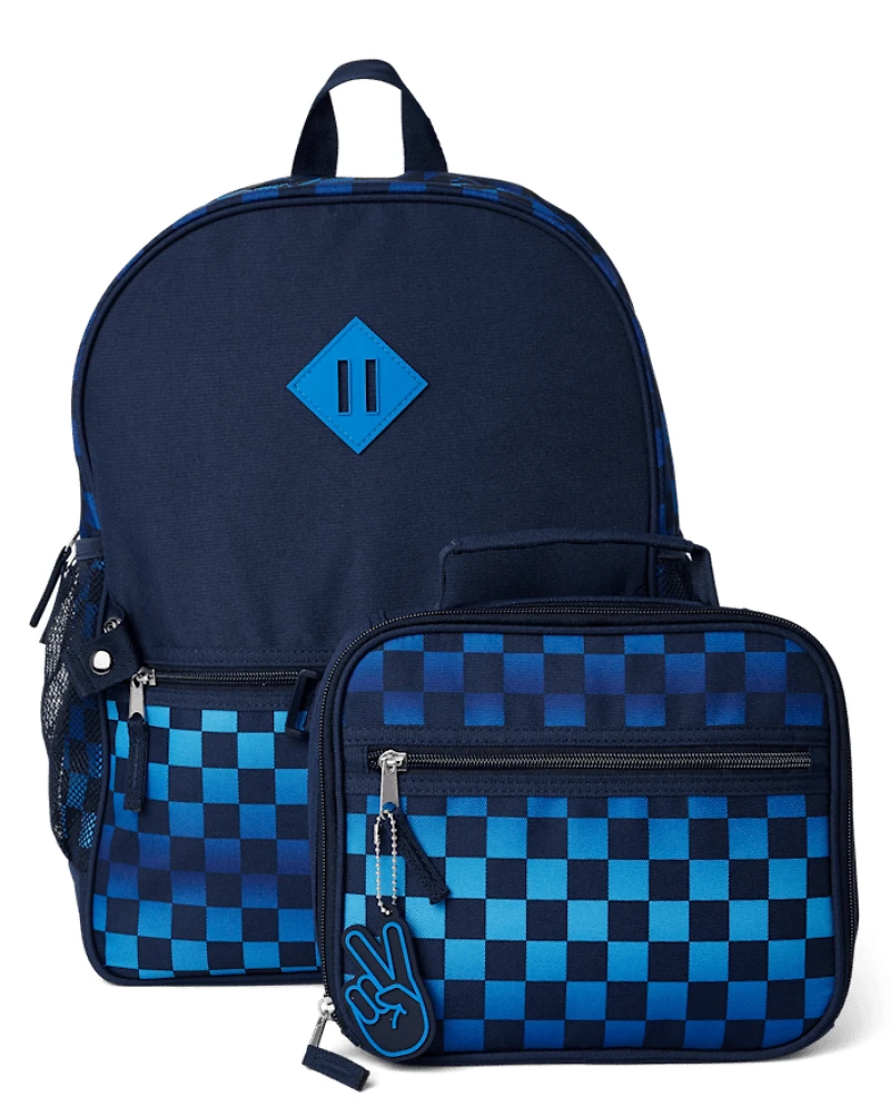 Boys Checkered Backpack 2-Piece Set