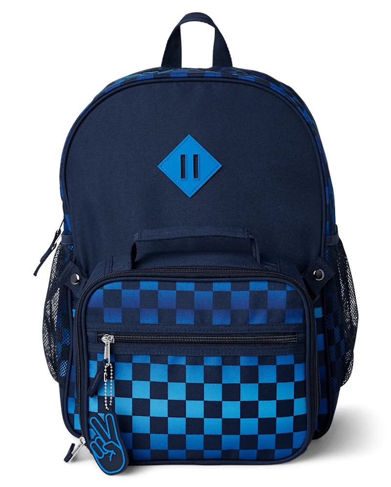 Ensemble de 2 sacs à dos à carreaux pour garçons