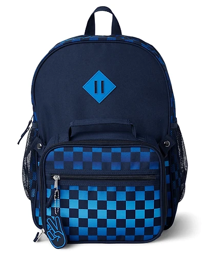 Ensemble de 2 sacs à dos à carreaux pour garçons