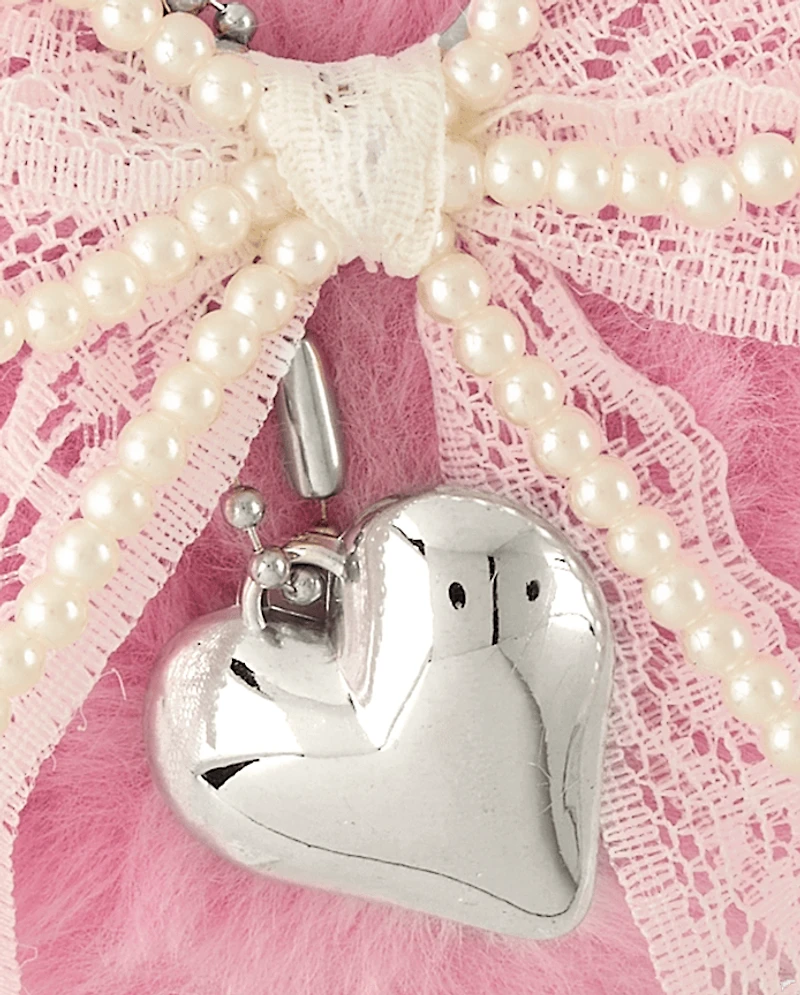 Porte-clés en peluche en forme de cœur pour fille