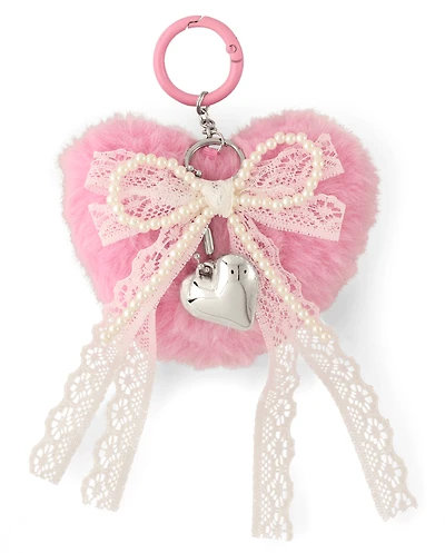Girls Heart Plush Bag Charm