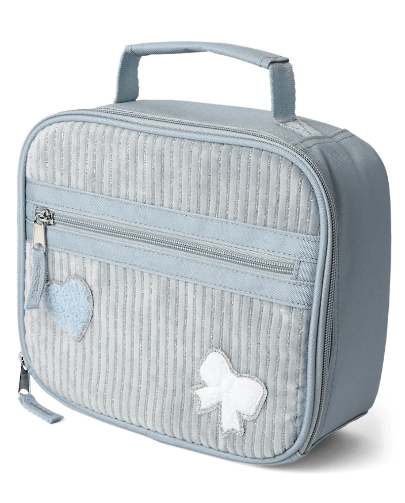 Girls Embroidered Heart Corduroy Lunchbox