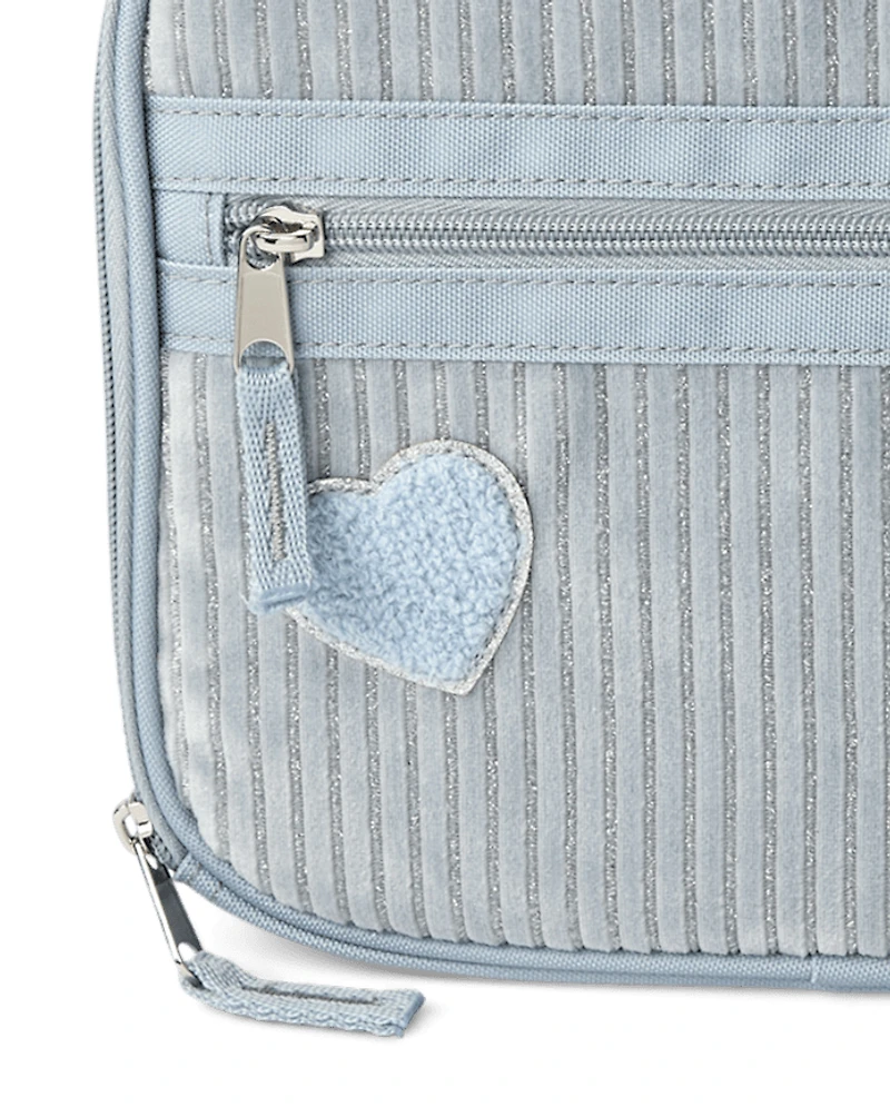 Girls Embroidered Heart Corduroy Lunchbox