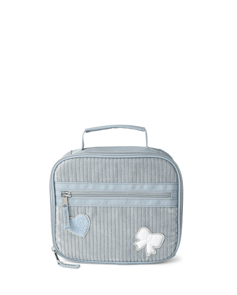 Girls Embroidered Heart Corduroy Lunchbox