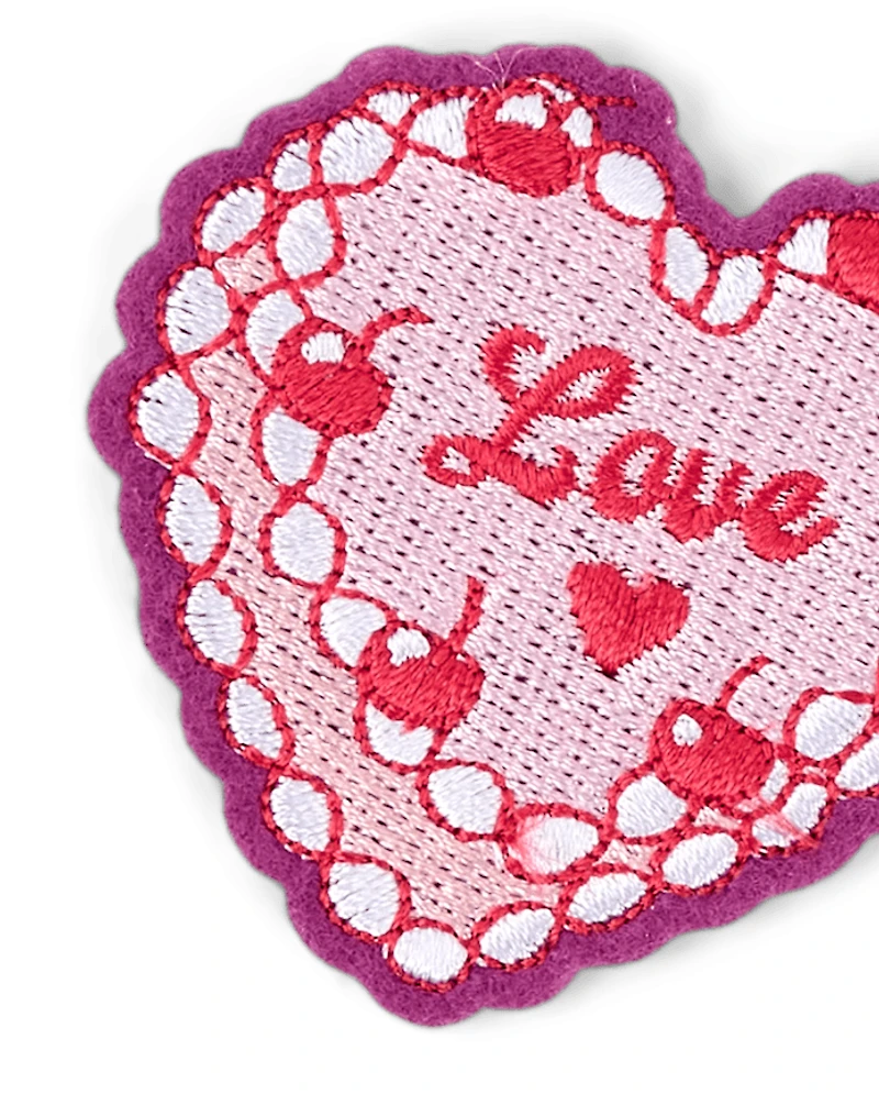 Girls Embroidered Love Patch 4-Pack